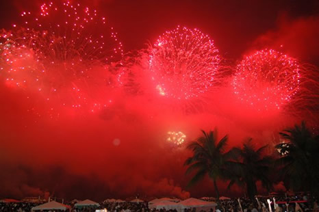 Fuegos artificiales en Copacabana, Río de Janeiro